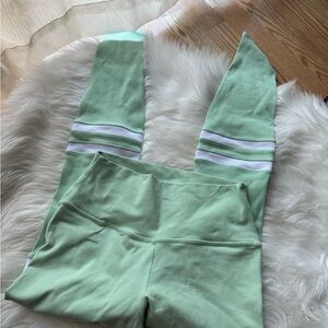 ALO Mint Green Leggings with White Stripes